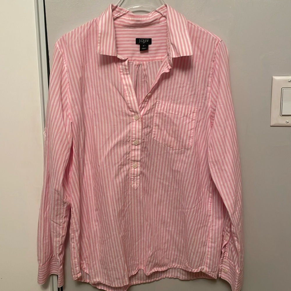 J crew pink stripe long sleeve shirt size Medium